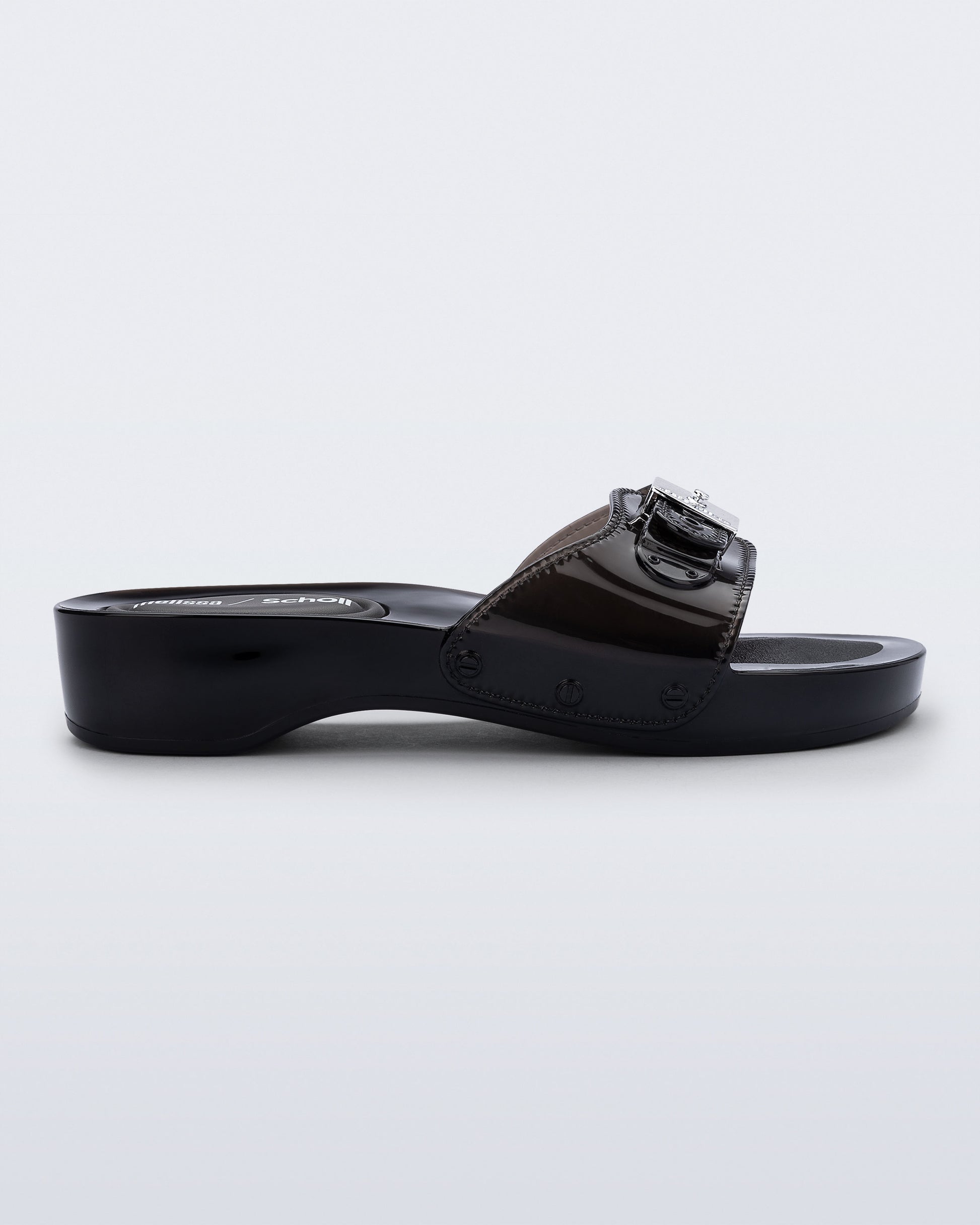 Black כפכפי גומי לנשים Scholl + Melissa Pescura Heel MELISSA