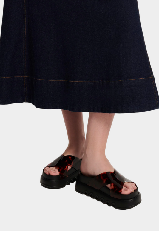 Black כפכפי פלטפורמה לנשים Cozy Cross MELISSA