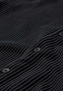 Dark Slate Gray חולצת פסים מכופתרת לגברים Keaton Plissé Effect MINIMUM