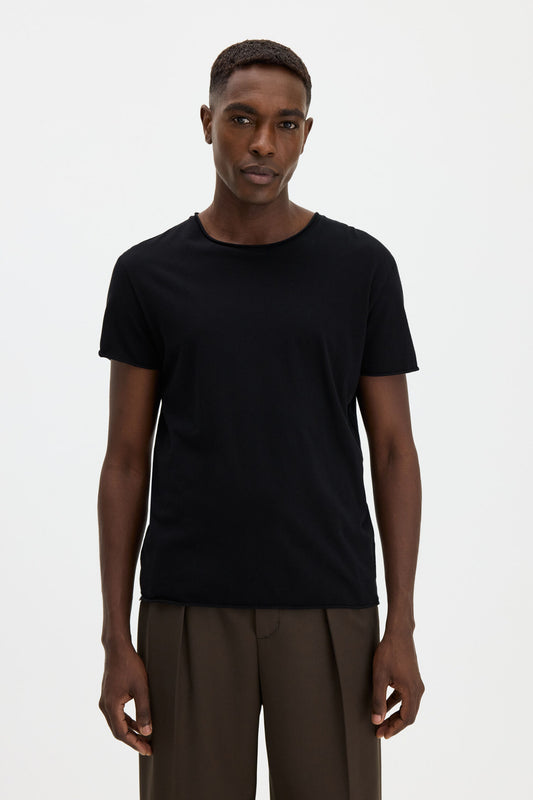 Black טי שירט קצרה לגברים Roll Neck FILIPPA K