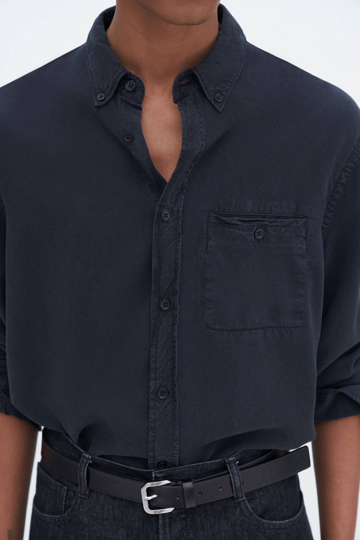 Dark Slate Gray חולצה מכופתרת ארוכה לגברים Zachary FILIPPA K