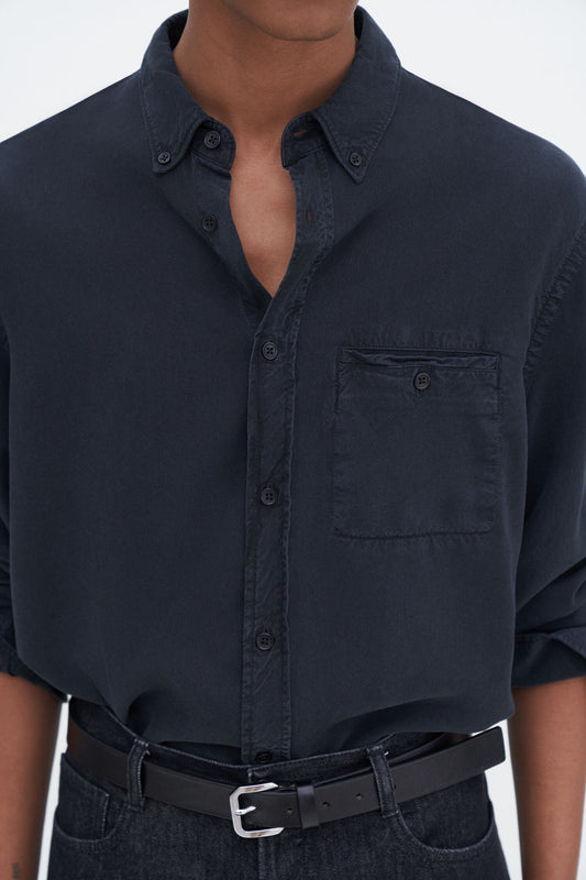 Dark Slate Gray חולצה מכופתרת ארוכה לגברים Zachary FILIPPA K