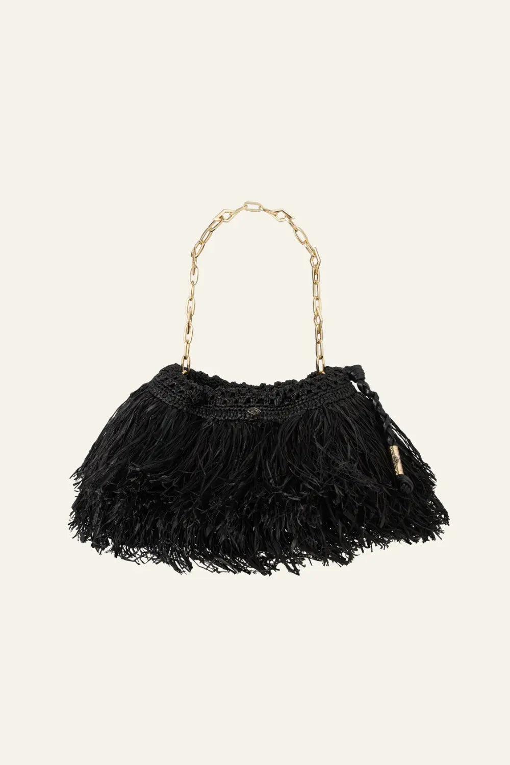Seashell תיק צד מעור לנשים June Fringed Raffia BA&SH