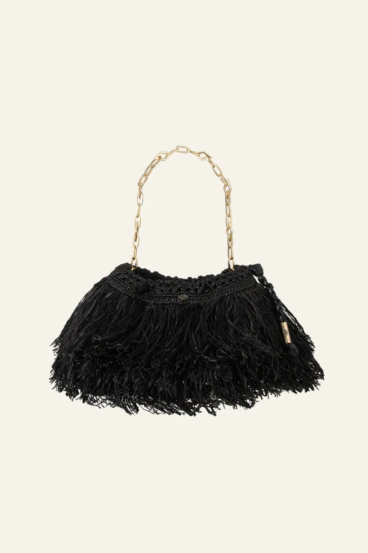 Seashell תיק צד מעור לנשים June Fringed Raffia BA&SH