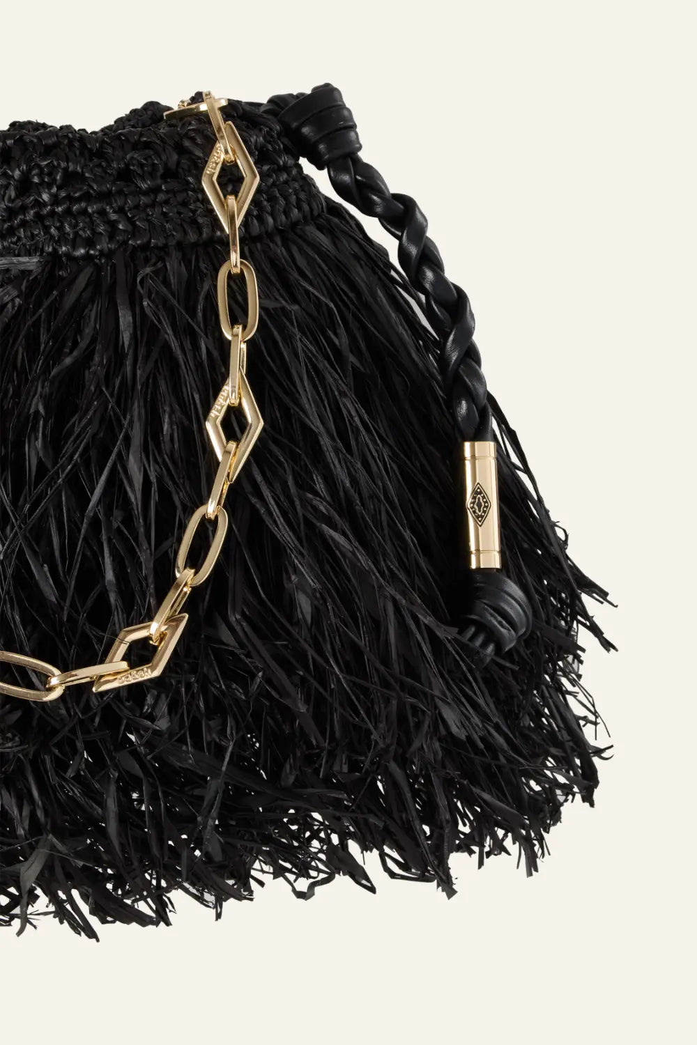 Black תיק צד מעור לנשים June Fringed Raffia BA&SH
