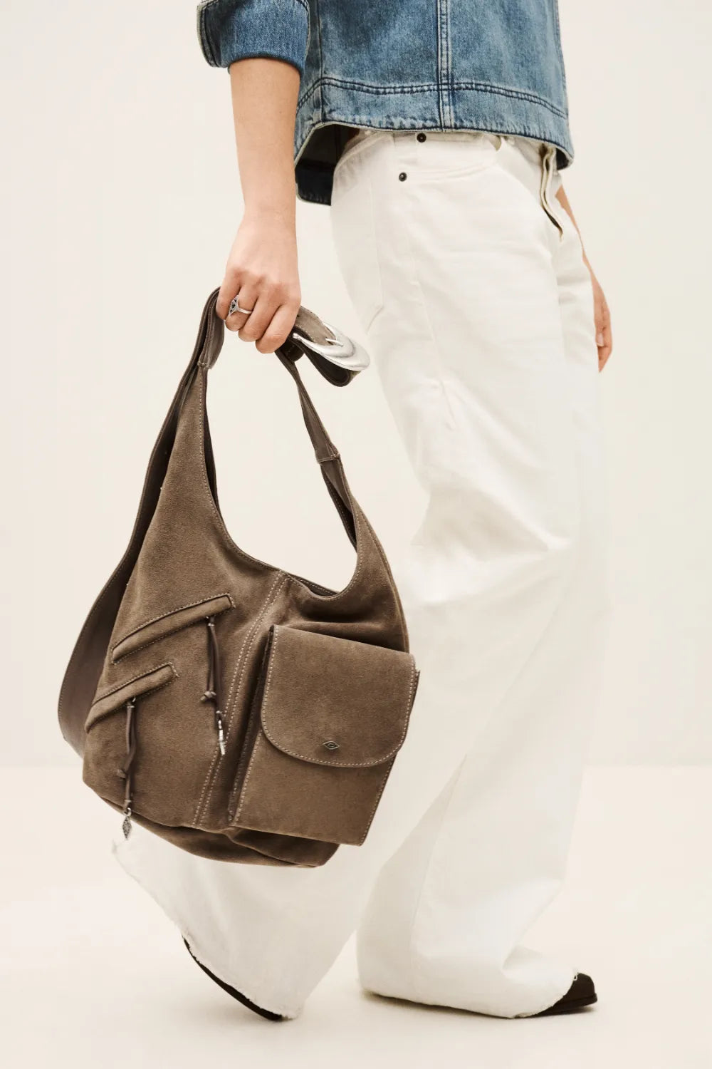 Antique White תיק כתף מעור לנשים Youyou Bag Brown BA&SH