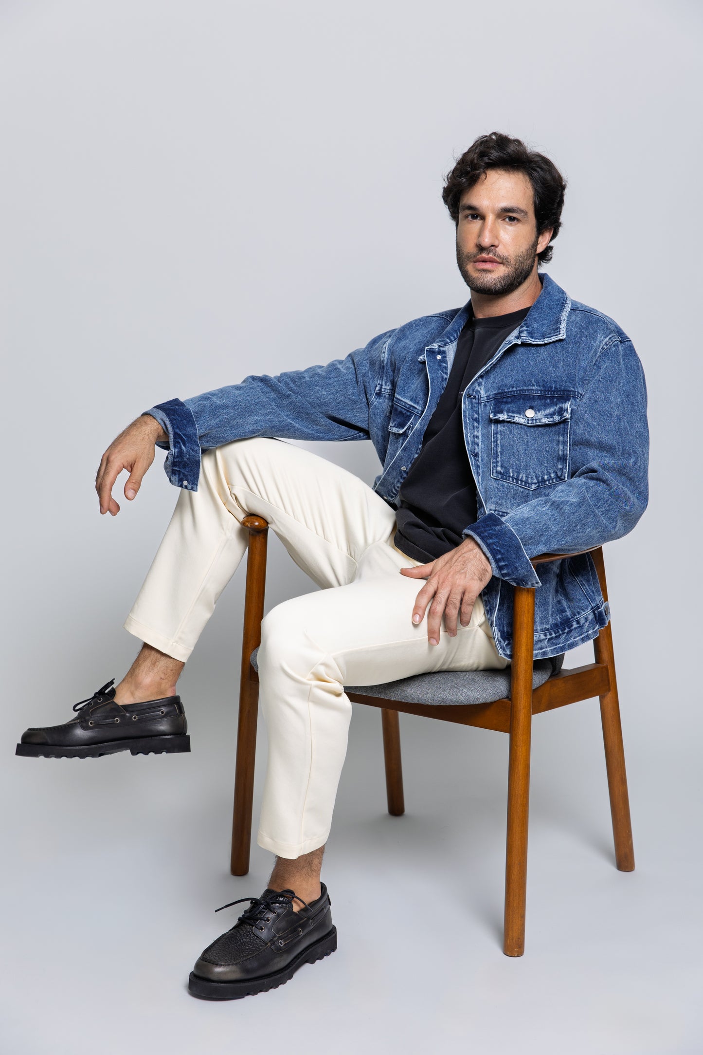 Light Gray ג'קט ג'ינס לגברים / נשים Thirty THIRTY DEGREES