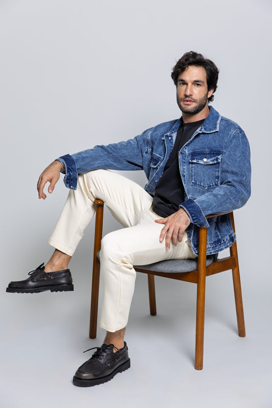 Light Gray ג'קט ג'ינס לגברים / נשים Thirty THIRTY DEGREES