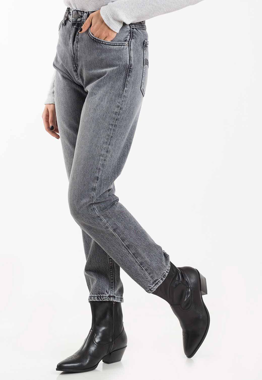 Dark Slate Gray ג'ינס ארוך לנשים Breezy Britt - Lazy Grey NUDIE
