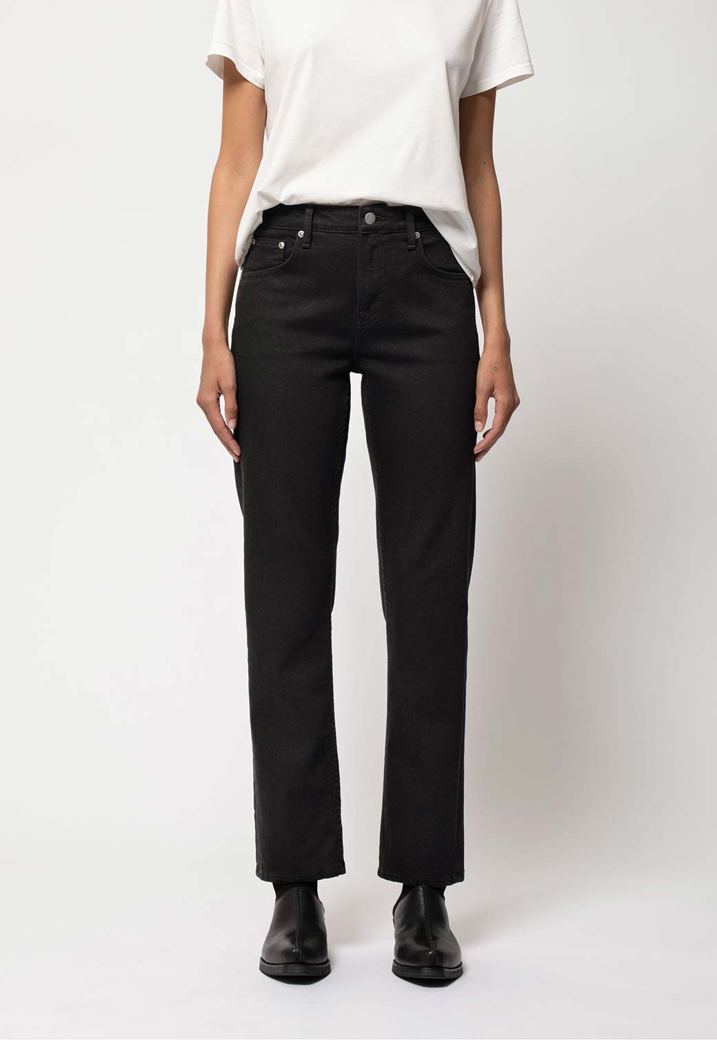 Light Gray STRAIGHT SALLY EVERBLACK ג'ינס ארוך לנשים NUDIE