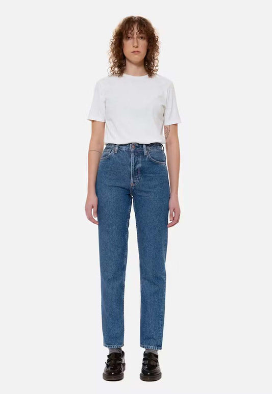White Smoke ג'ינס ארוך לנשים Breezy Britt - 90S Stone NUDIE