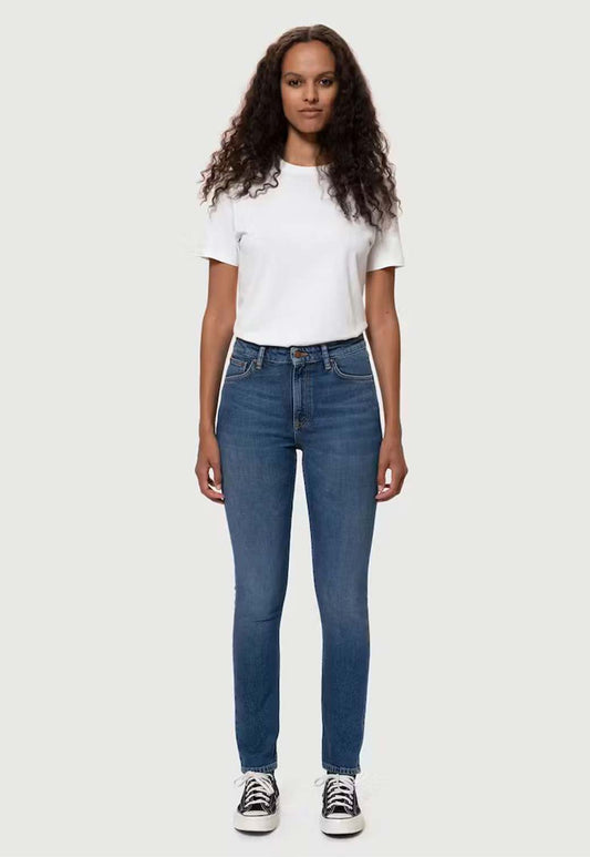 Beige ג'ינס ארוך לנשים Mellow Mea - Blue Mud NUDIE