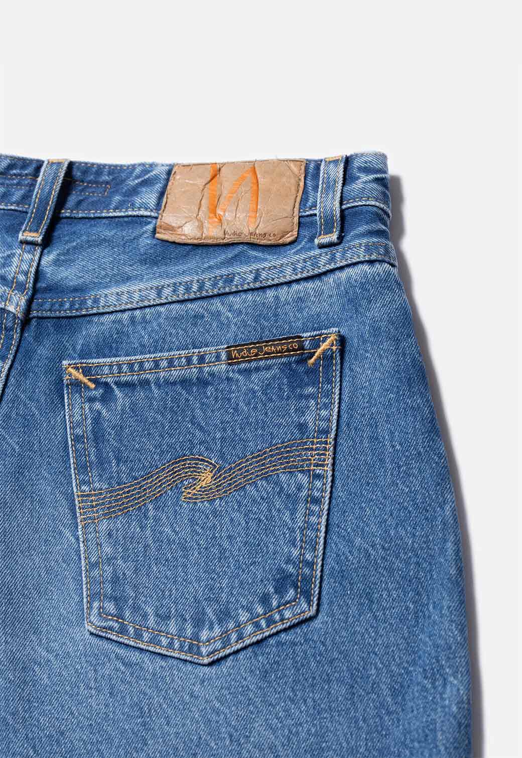 Dark Slate Blue ג'ינס קצר לנשים Maud Shorts - Nostalgic Blue NUDIE
