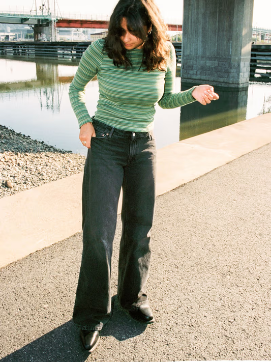 Dark Slate Gray ג'ינס ארוך לנשים Wide Heidi – Wide Leg NUDIE