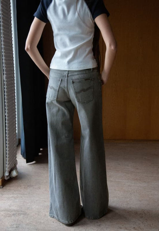Saddle Brown ג'ינס לנשים Sonic Sue Foggy Grey - Regular Fit NUDIE