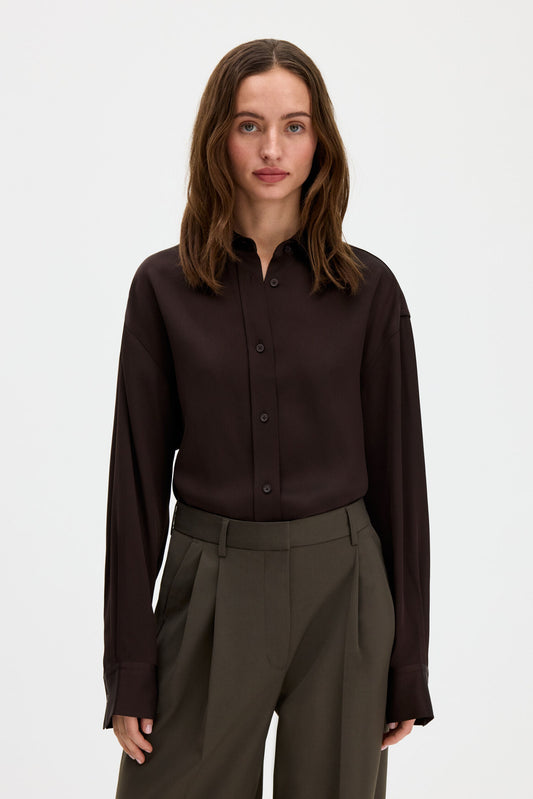 Black חולצה מכופתרת ארוכהנשים Satin FILIPPA K