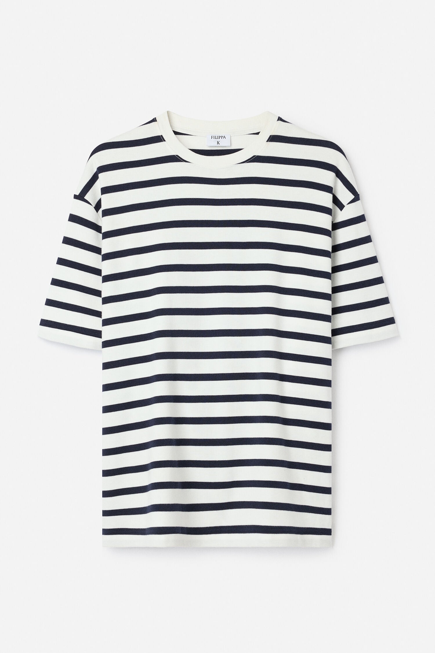White Smoke טי שירט קצרה פסים לגברים Striped Crewneck FILIPPA K