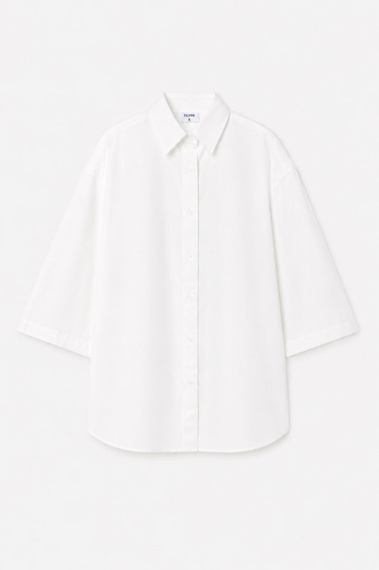 White Smoke טי שירט קצרה לנשים Oversized Short Sleeve Shirt FILIPPA K