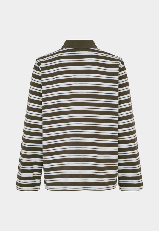 Dark Olive Green חולצת פולו פסים לנשים Sadorver SAMSOE SAMSOE