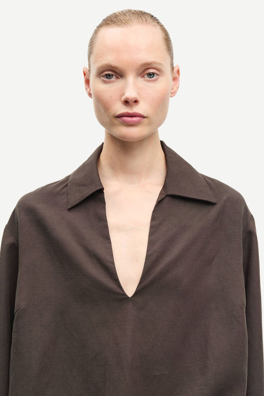 White Smoke חולצה מכופתרת לנשים Sadaphne Shirt 15262 SAMSOE SAMSOE