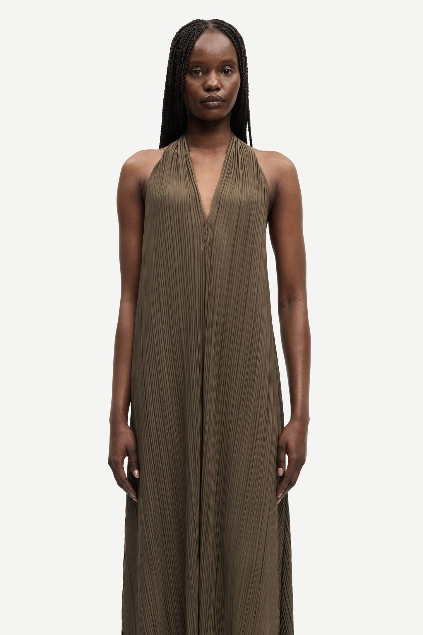 Dark Olive Green שמלת מקסי לנשים Sacille SAMSOE SAMSOE