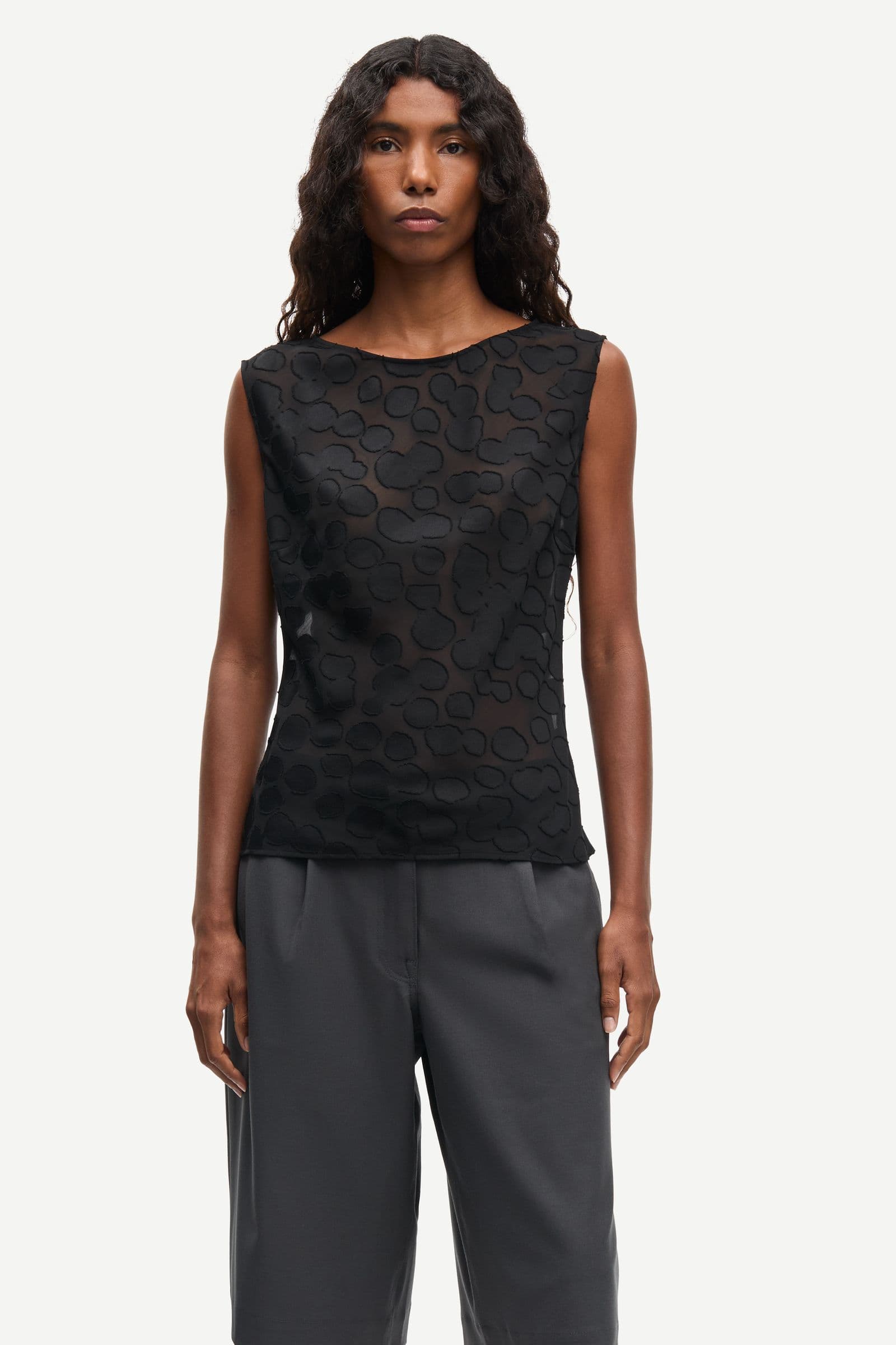 Dark Slate Gray גופיית נשים Saagne Top 16061 SAMSOE SAMSOE