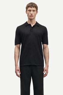 Black פולו סריג קצר לגברים Sarowan Knit Polo 15477 SAMSOE SAMSOE