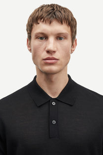 Dark Slate Gray פולו סריג קצר לגברים Sarowan Knit Polo 15477 SAMSOE SAMSOE