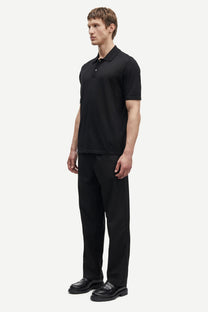 Black פולו סריג קצר לגברים Sarowan Knit Polo 15477 SAMSOE SAMSOE