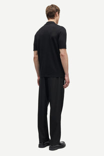Black פולו סריג קצר לגברים Sarowan Knit Polo 15477 SAMSOE SAMSOE