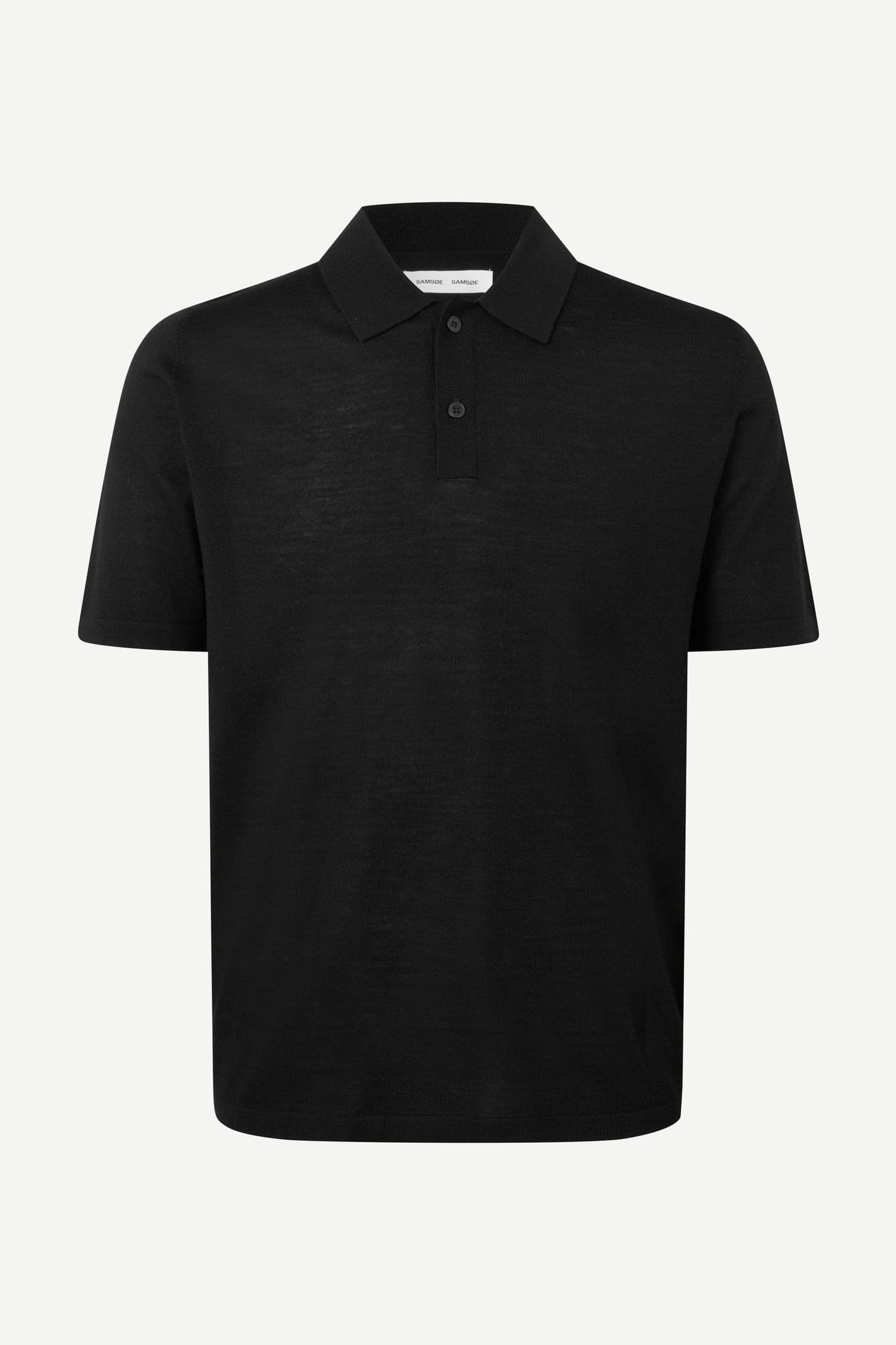 Black פולו סריג קצר לגברים Sarowan Knit Polo 15477 SAMSOE SAMSOE
