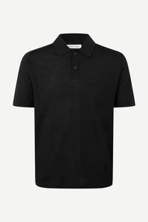 Black פולו סריג קצר לגברים Sarowan Knit Polo 15477 SAMSOE SAMSOE
