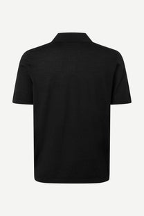 Black פולו סריג קצר לגברים Sarowan Knit Polo 15477 SAMSOE SAMSOE