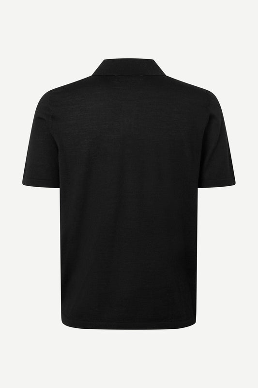 Black פולו סריג קצר לגברים Sarowan Knit Polo 15477 SAMSOE SAMSOE