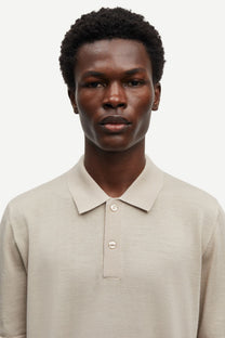 White Smoke פולו סריג קצר לגברים Sarowan Knit Polo 15477 SAMSOE SAMSOE