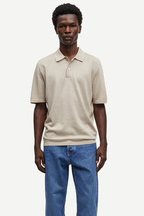 White Smoke פולו סריג קצר לגברים Sarowan Knit Polo 15477 SAMSOE SAMSOE
