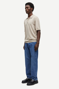 White Smoke פולו סריג קצר לגברים Sarowan Knit Polo 15477 SAMSOE SAMSOE