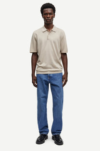 White Smoke פולו סריג קצר לגברים Sarowan Knit Polo 15477 SAMSOE SAMSOE