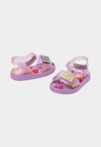 Lavender סנדלים לתינוקות עם הדפס לבבות Jump MELISSA