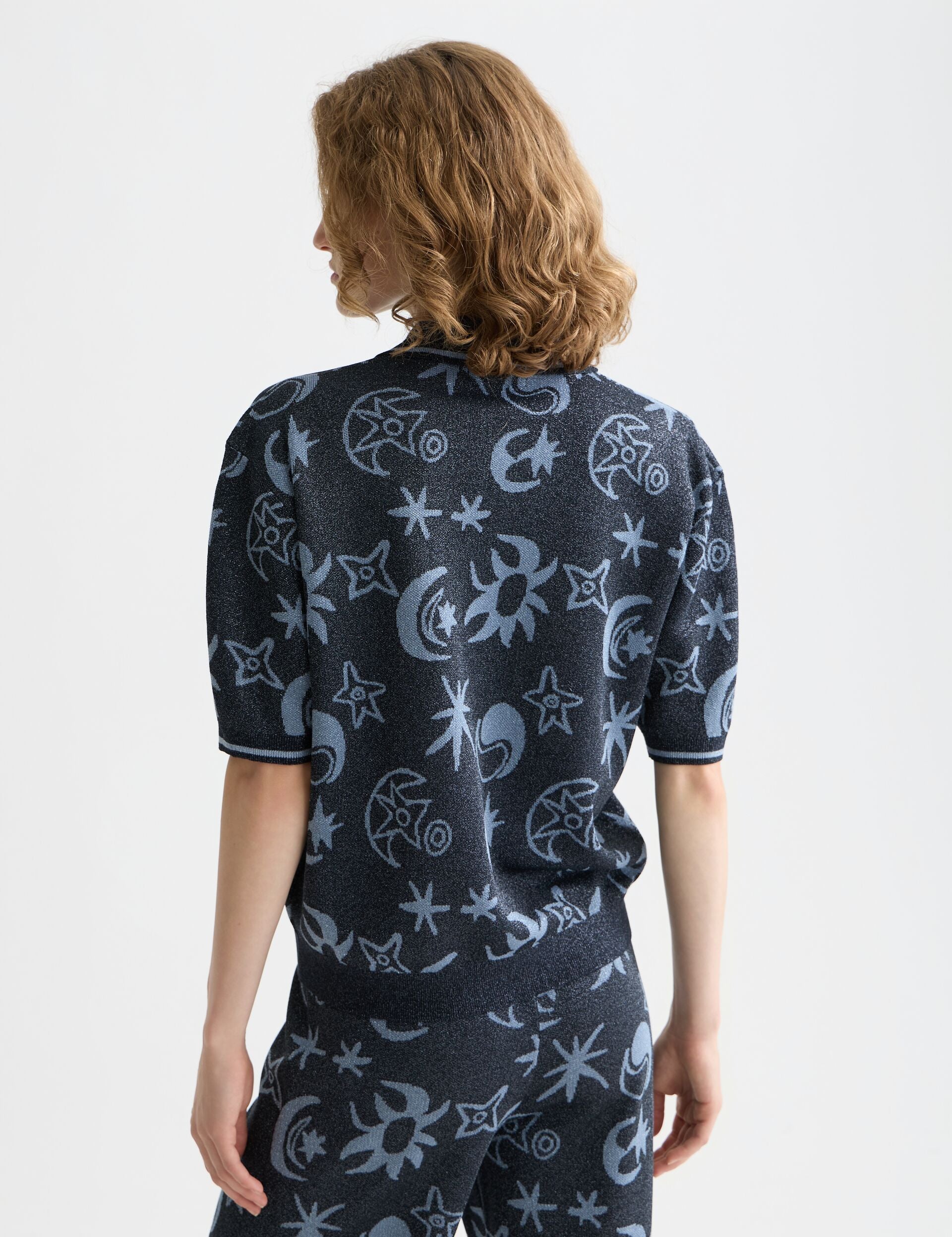 Lavender חולצת סריג קצרה לנשים Jacquard SCOTCH & SODA