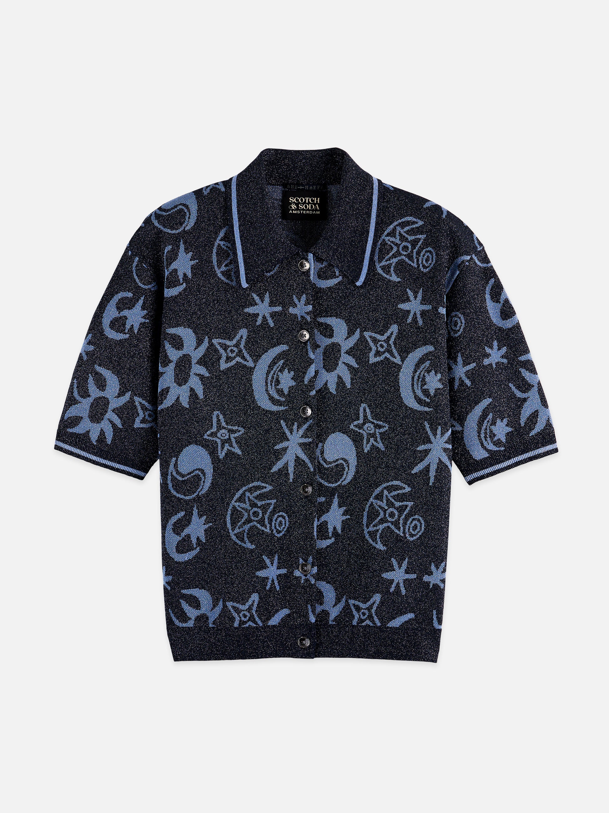 White Smoke חולצת סריג קצרה לנשים Jacquard SCOTCH & SODA