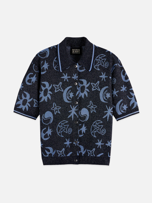 White Smoke חולצת סריג קצרה לנשים Jacquard SCOTCH & SODA