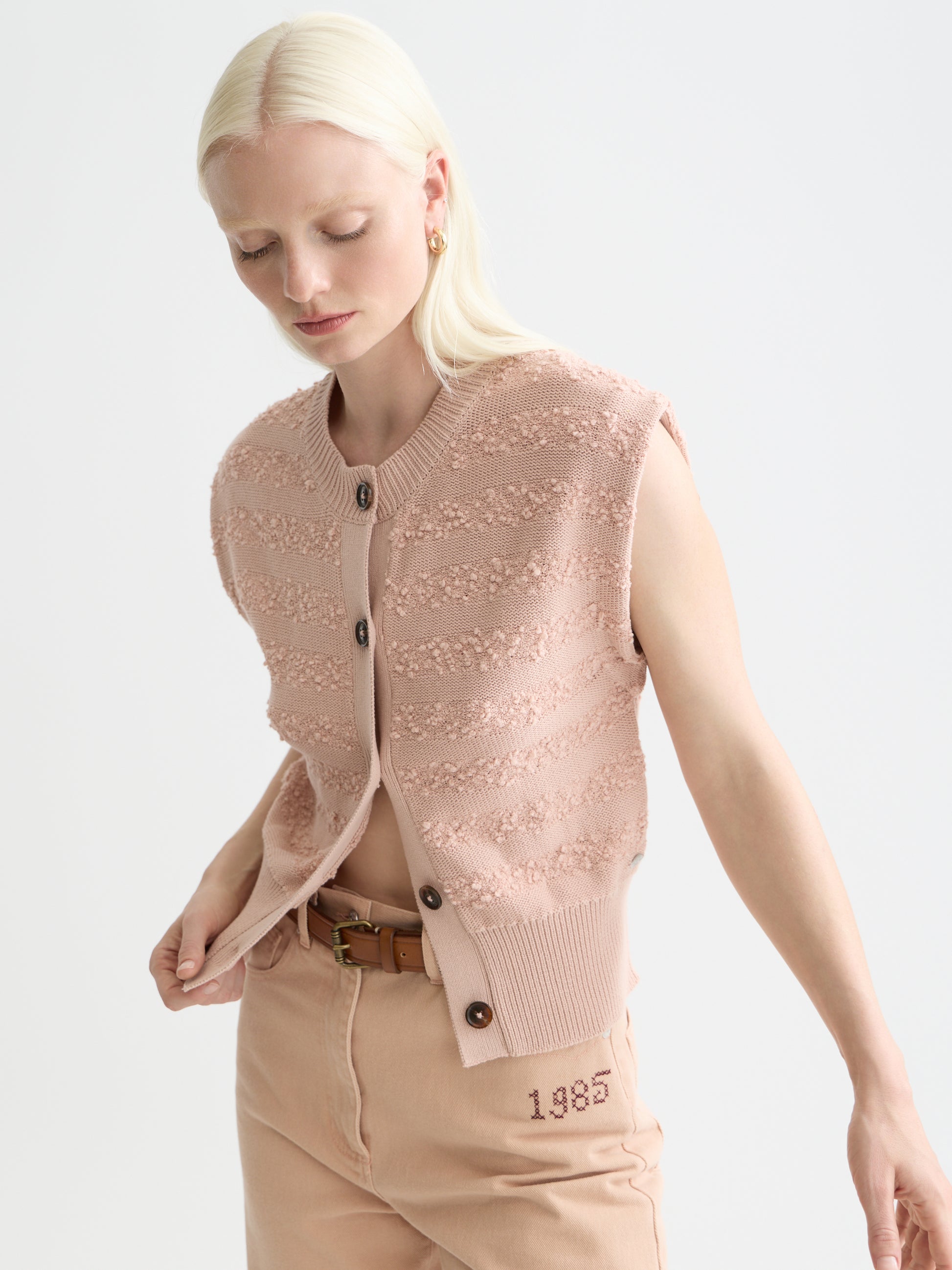 Lavender ווסט סרוג לנשים Boucle Stripe SCOTCH & SODA