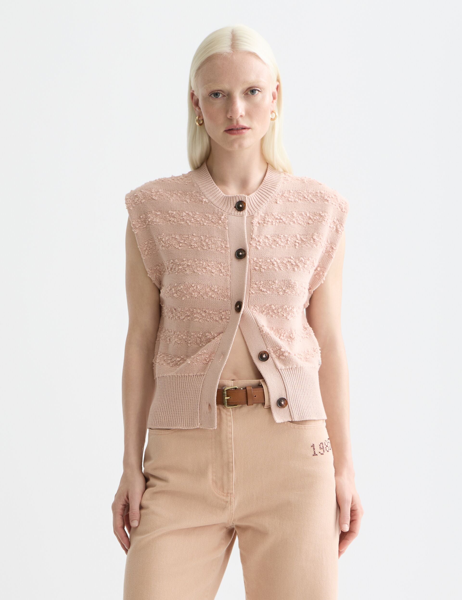 Seashell ווסט סרוג לנשים Boucle Stripe SCOTCH & SODA