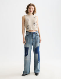 White Smoke טופ סרוג לנשים Embroidered Crew SCOTCH & SODA