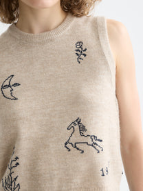 Gray טופ סרוג לנשים Embroidered Crew SCOTCH & SODA
