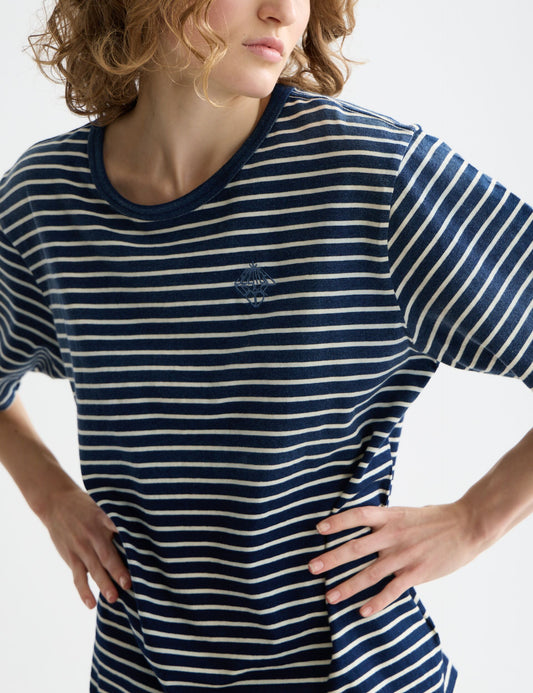 Dark Slate Gray טי שירט פסים קצרה Indigo Washed SCOTCH & SODA