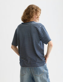 Lavender טי שירט פסים קצרה Indigo Washed SCOTCH & SODA