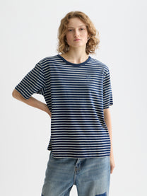 Lavender טי שירט פסים קצרה Indigo Washed SCOTCH & SODA