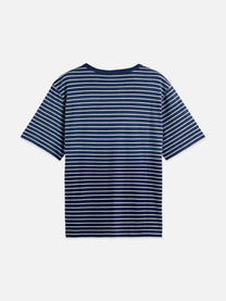 White Smoke טי שירט פסים קצרה Indigo Washed SCOTCH & SODA